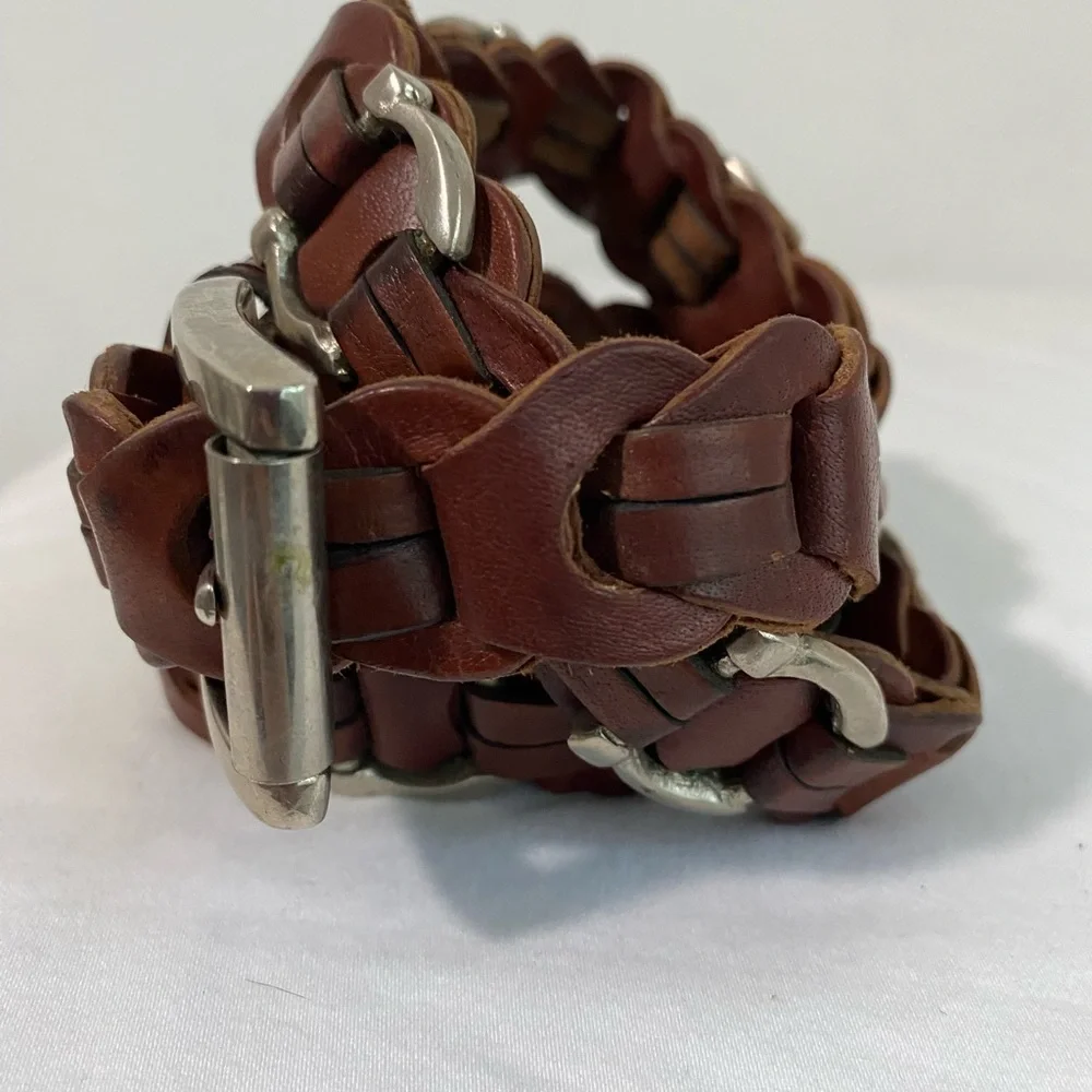 AIMEE LYNN Vintage Brown Women’s Leather Belt Leather Horseshoe bit Belt Sz M